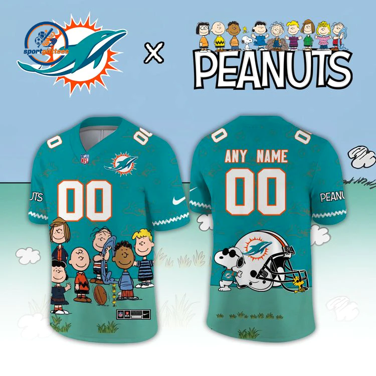 Miami Dolphins x Peanuts 2026 Custom Name Jersey Miami Dolphins x Peanuts 2026 Custom Name Jersey