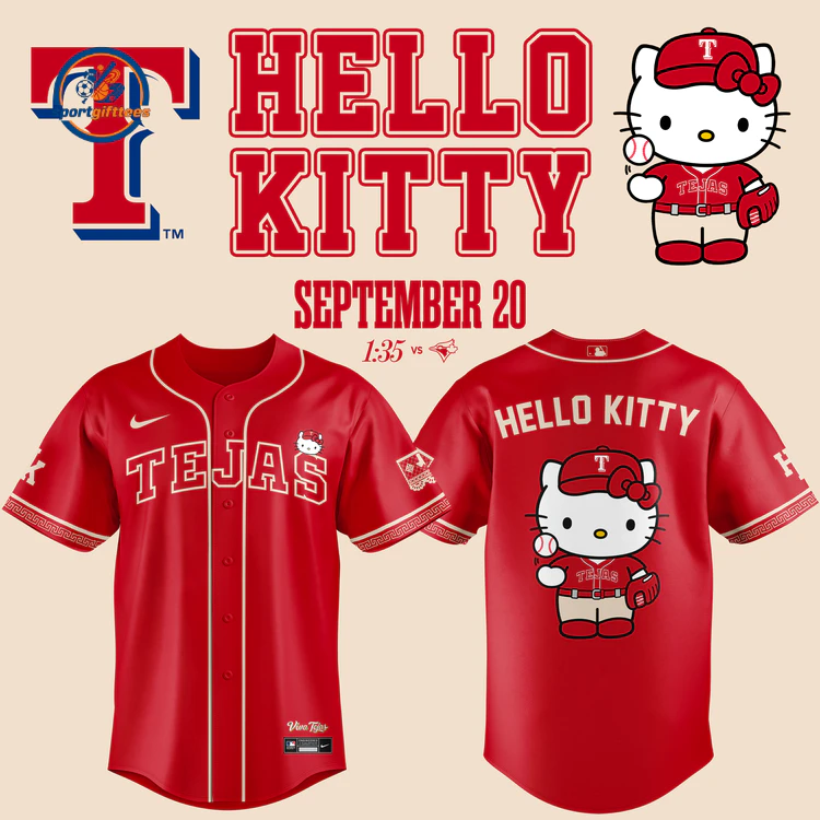 Texas Rangers x Hello Kitty Jersey 2026 Baseball Jersey Texas Rangers x Hello Kitty Jersey 2026 Baseball Jersey