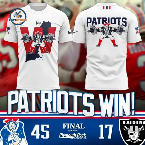 New England Patriots Weightlifting Graphic White Hoodie