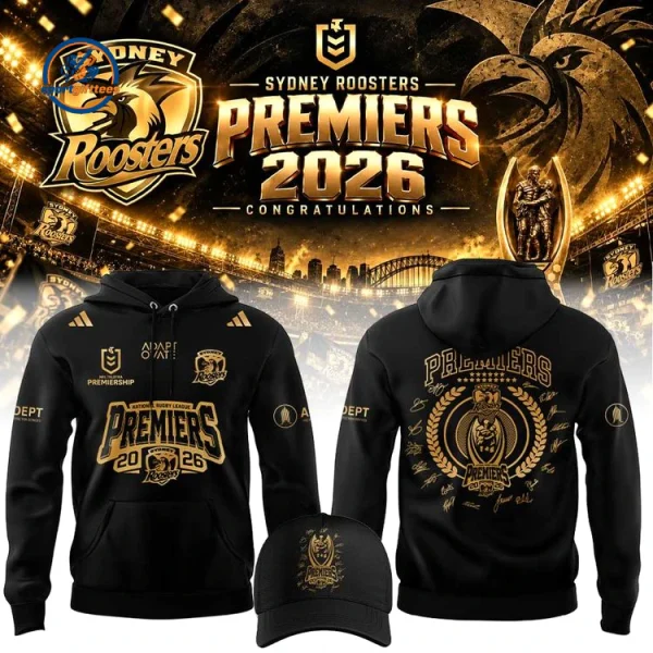 Sydney Roosters NRL Finals Premiers Black Hoodie