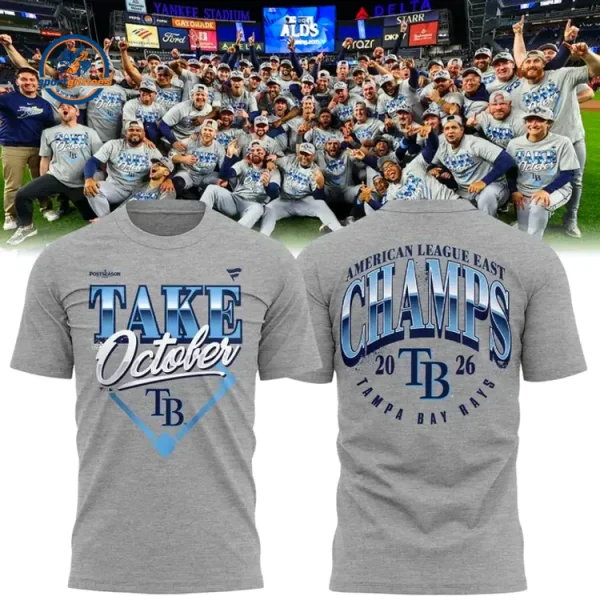 Tampa Bay Rays Gray Division Series Champions Distressed Locker Room Take October Hoodie